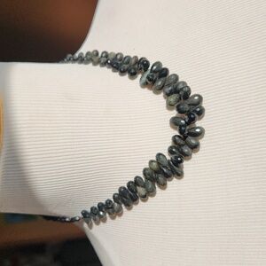 Unusual Black Cat's eye briolette choker  necklace